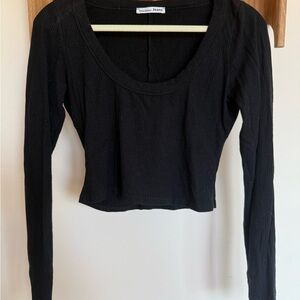 Reformation Black Long Sleeve Crop Top